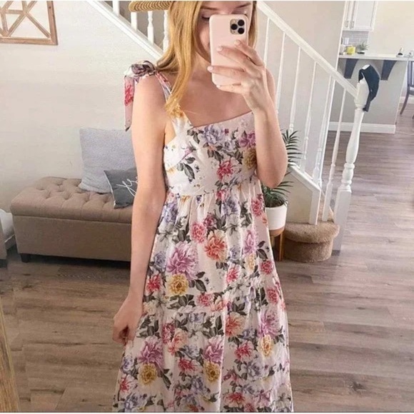 HOUSE OF HARLOW 1960 Floral Linen Maxi Dress M - Picture 3 of 12